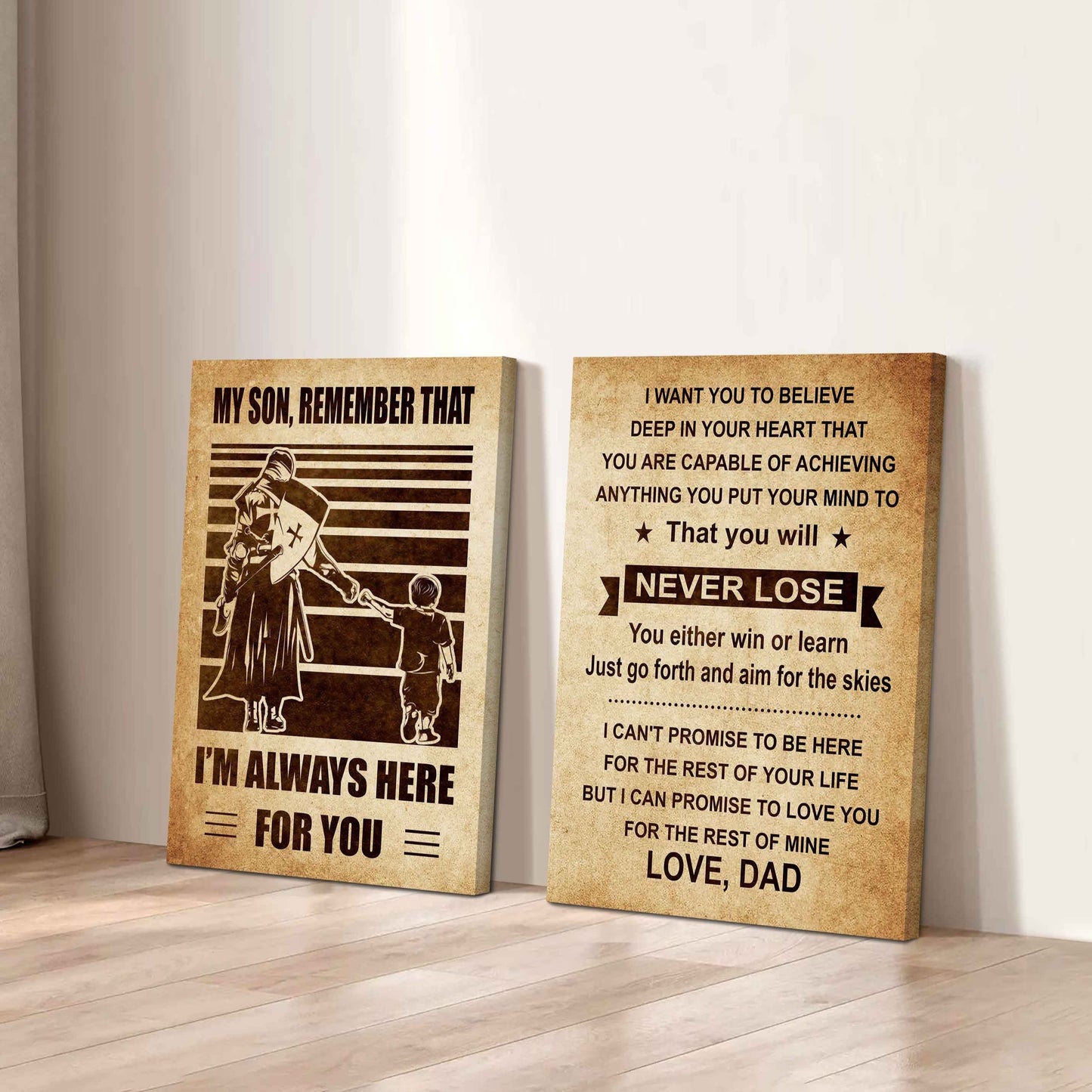 Combo 2 DRB Poster Canvas My Son Remember That - You Will Never Lose You Either Win Or Learn