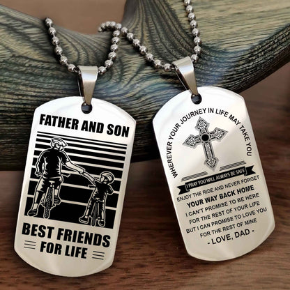 Samurai Cross Double Sided Dog Tag Father And Son Best Friend For Life - Gift For Son Never Forget Your Way Back Home