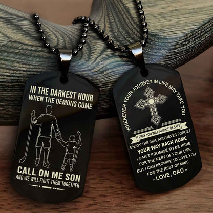 Samurai Double Sided Cross Dog Tag Call On Me Son - Gift For Son From Dad Your Way Back Home