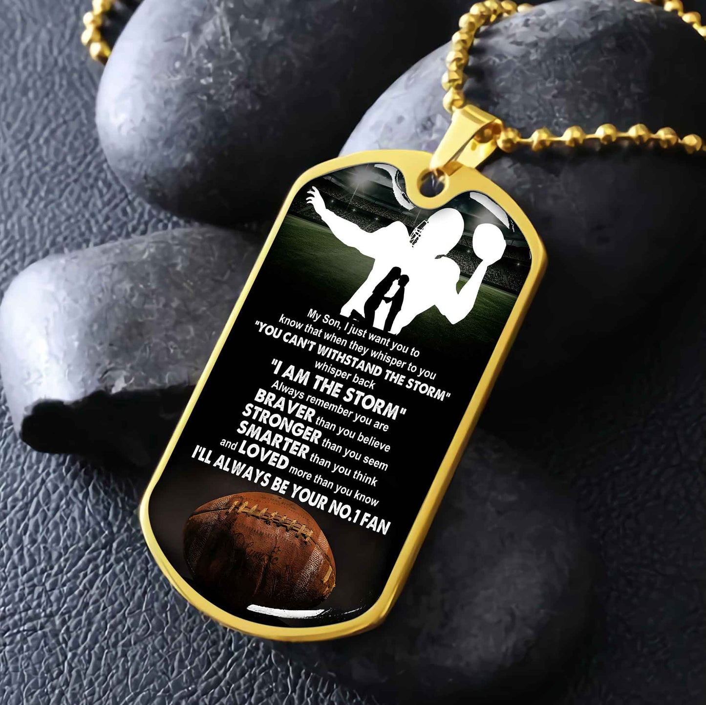 Sport Military Chain 18K Gold Plated Silver Plated To My Son From Mom Motivation Message I Will Always Be Your No 1 Fan