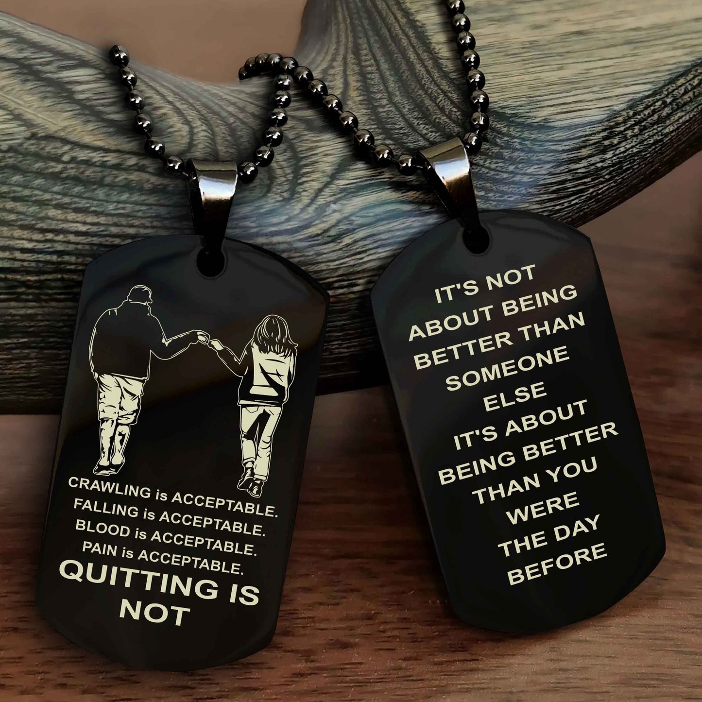Spartan Double Sided Dog Tag Quiting Is Not It Is About Being Better Than You Were The Day Before