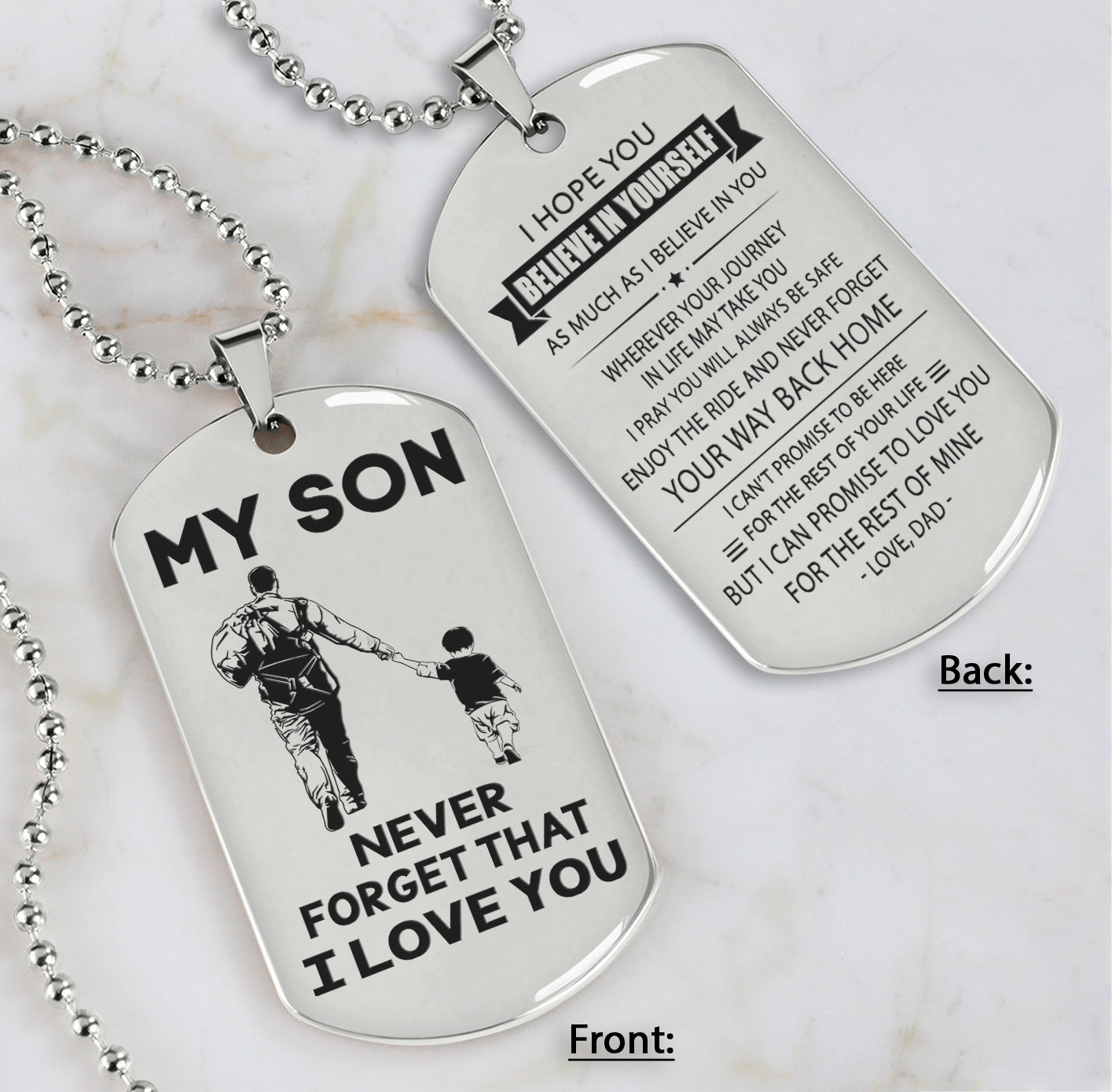 DRB Personalized Double Sided Dog Tag To My Son Never Forget That I Love You - Never Forget Your Way Back Home