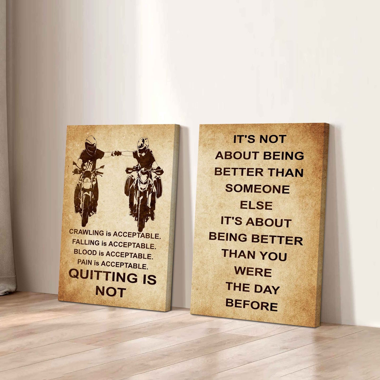 Combo 2 DRB Poster Canvas Quitting Is Not - It's Not About Being Better Than Someone Else It's About Being Better Than You Were The Day Before