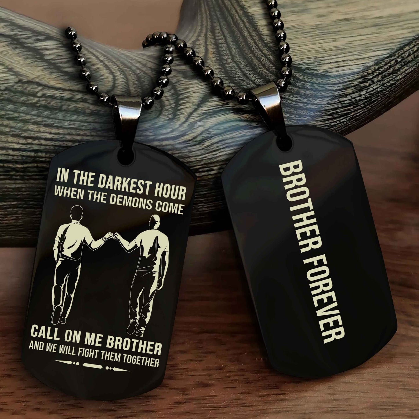 Viking customizable engraved black dog tag NAG double sided gift from brother, brother forevers