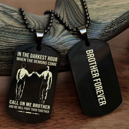 DRB Customizable engraved black dog tag double sided gift from brother, brother forevers