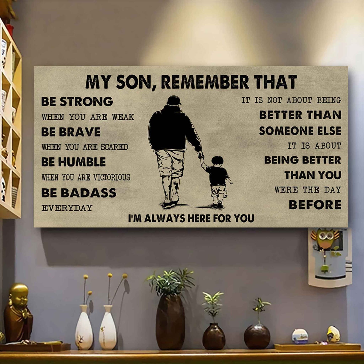 Personalized DRB Poster Canvas - My Son Remember That Be Strong When You Are Weak Be Badass Everyday
