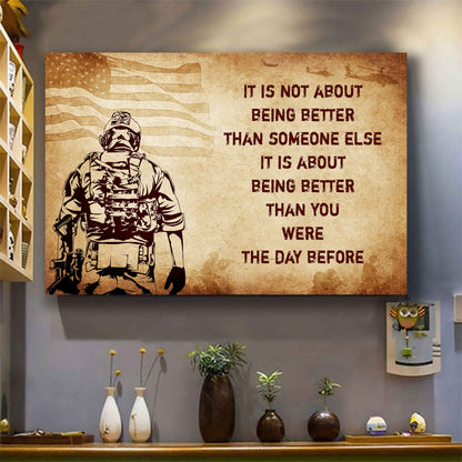 Samurai Poster Canvas It's Not About Being Better Than Someone Else Best Gifts Motivation Quotes