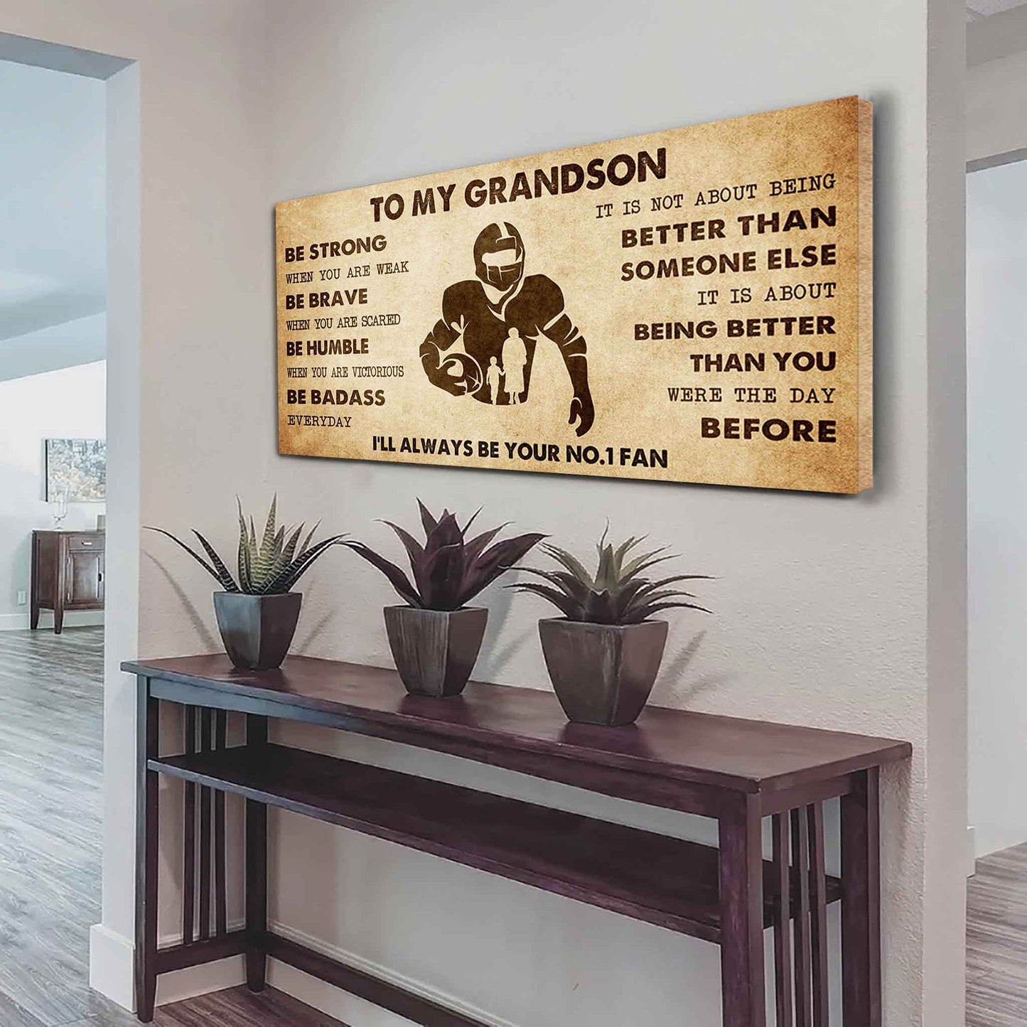 Personalized Sport Baseball Poster Canvas I'll Be Your No 1 Fan Grandma To Grandson - Be Strong When You Are Weak Be Badass Everyday
