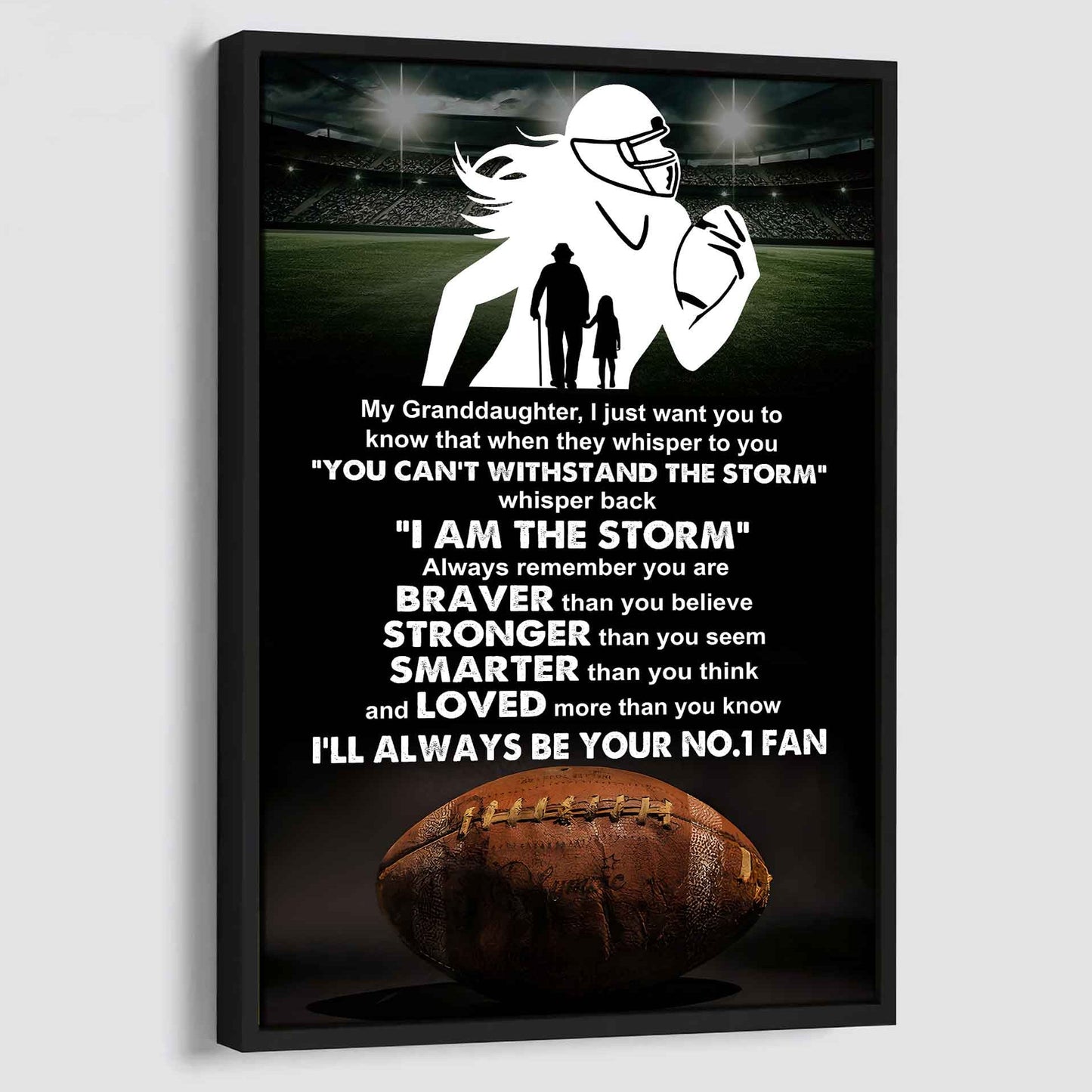 Baketball Poster Canvas Grandpa To Granddaughter - Whisper Back I Am The Storm I Will Always Your No 1 Fan