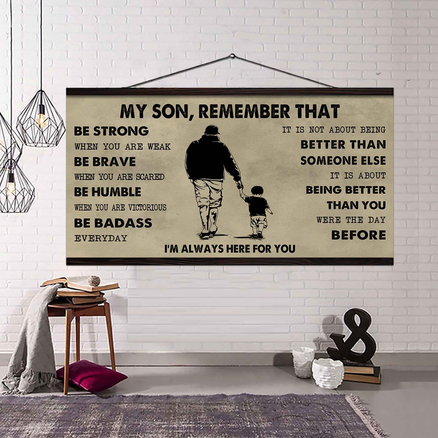 Personalized DRB Poster Canvas - My Son Remember That Be Strong When You Are Weak Be Badass Everyday