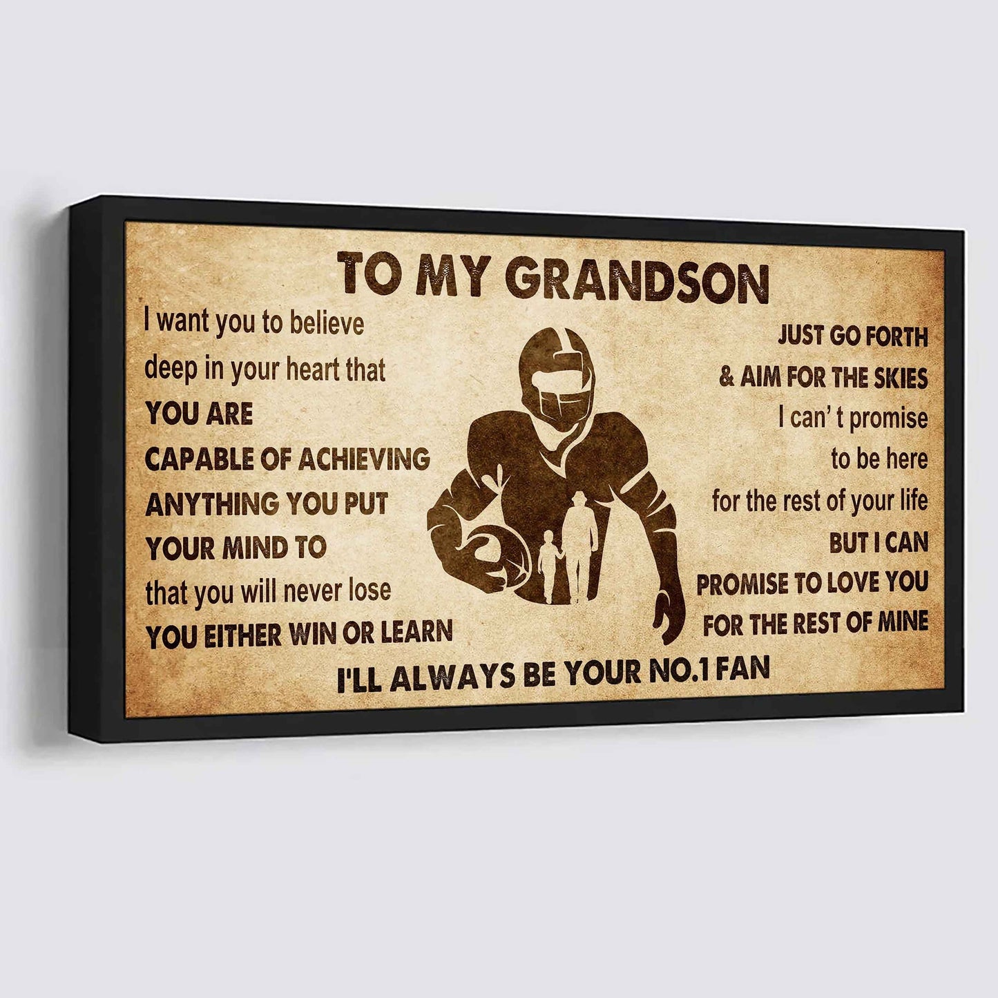 Personalized Sport Poster Canvas I'll Be Your No 1 Fan Grandpa To Grandson - You Will Never Lose You Either Win Or Learn