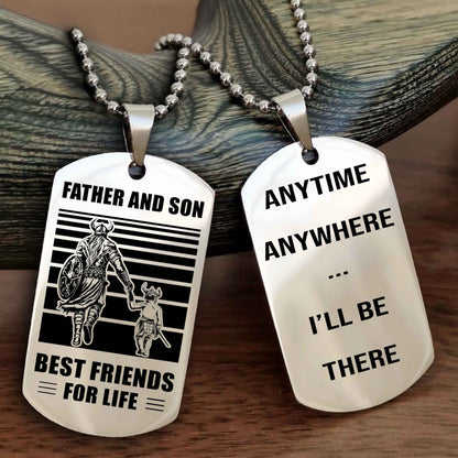 New Viking Double Side Dog Tag Father And Son Best Friends For Life From Dad To Son With Message On The Back Gift For Your Son