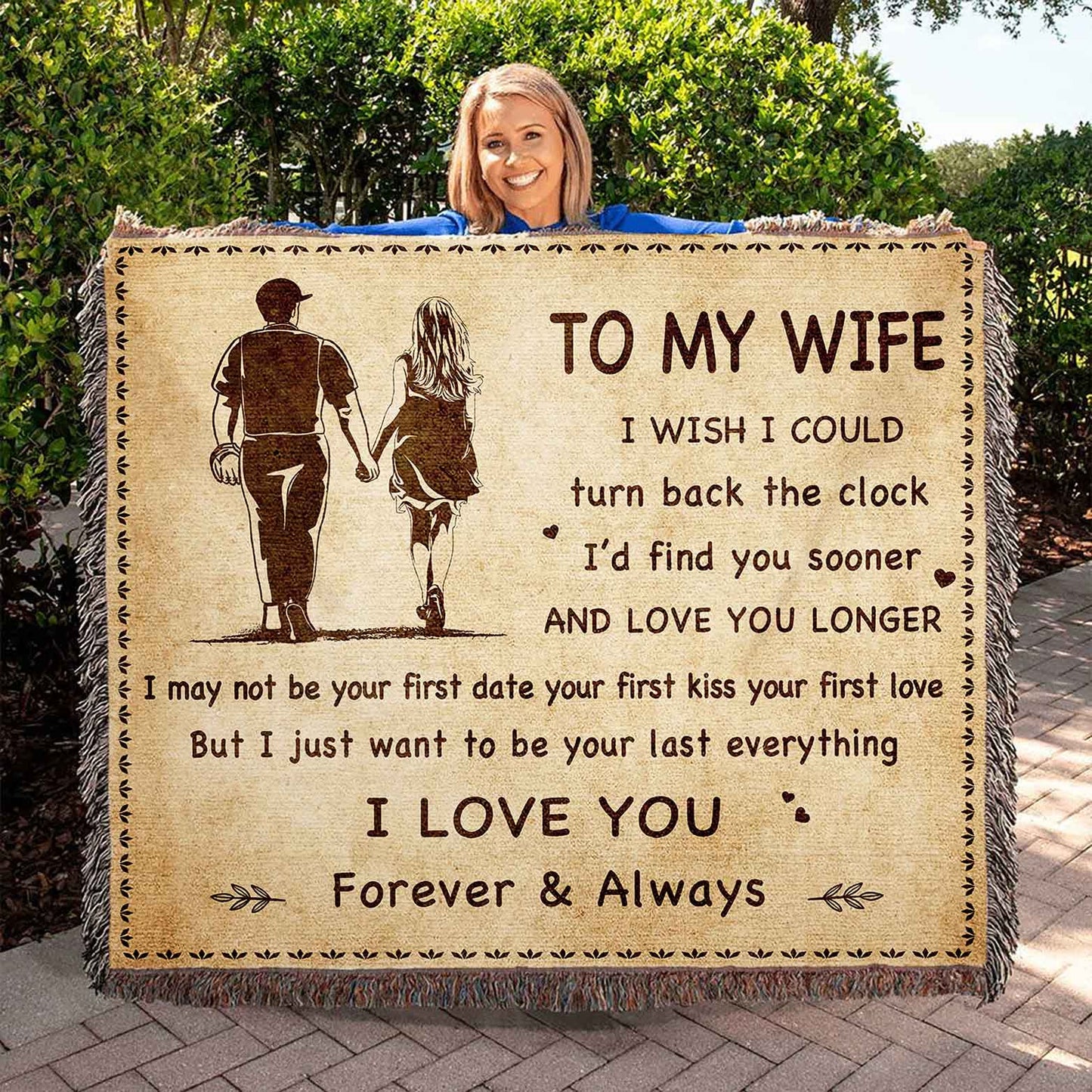 To My Wife Woven Blanket I Wish I Could Turn Back The Clock I Love You Forever And Always Gift For Your Wife