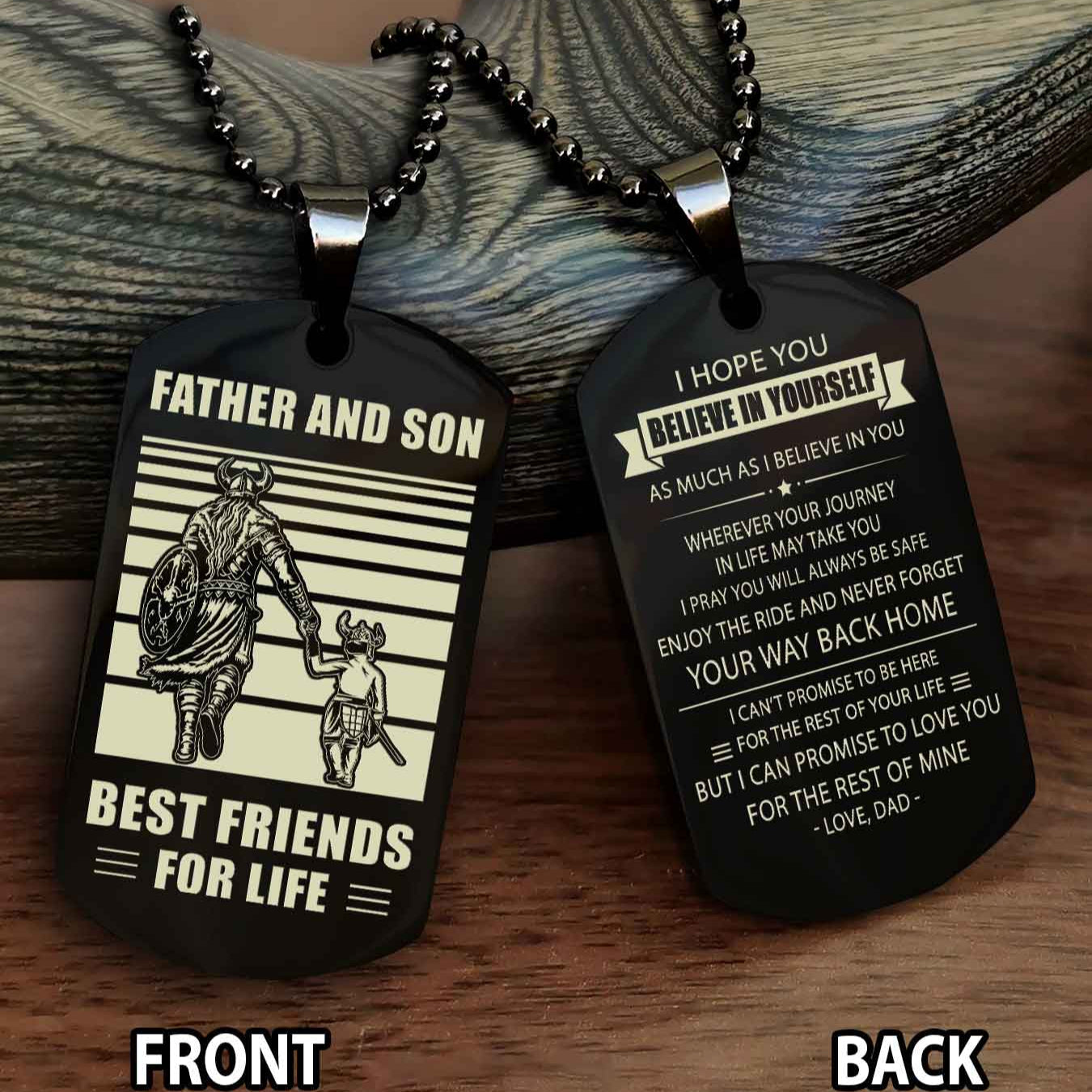 Samurai Personalized Double Sided Dog Tag Black To My Son I Love You - Enjoy The Ride And Never Forget Your Way Back Home From