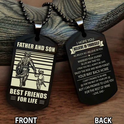 Samurai Personalized Double Sided Dog Tag Black To My Son I Love You - Enjoy The Ride And Never Forget Your Way Back Home From