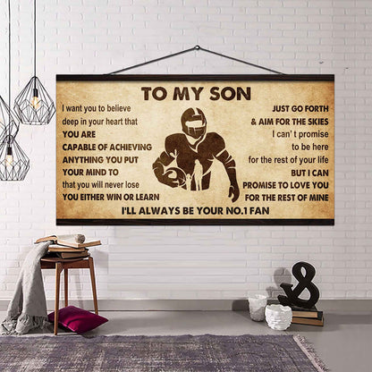 Personalized Sport Poster Canvas I'll Be Your No 1 Fan Mom To Son - You Will Never Losse You Either Win Or Learn