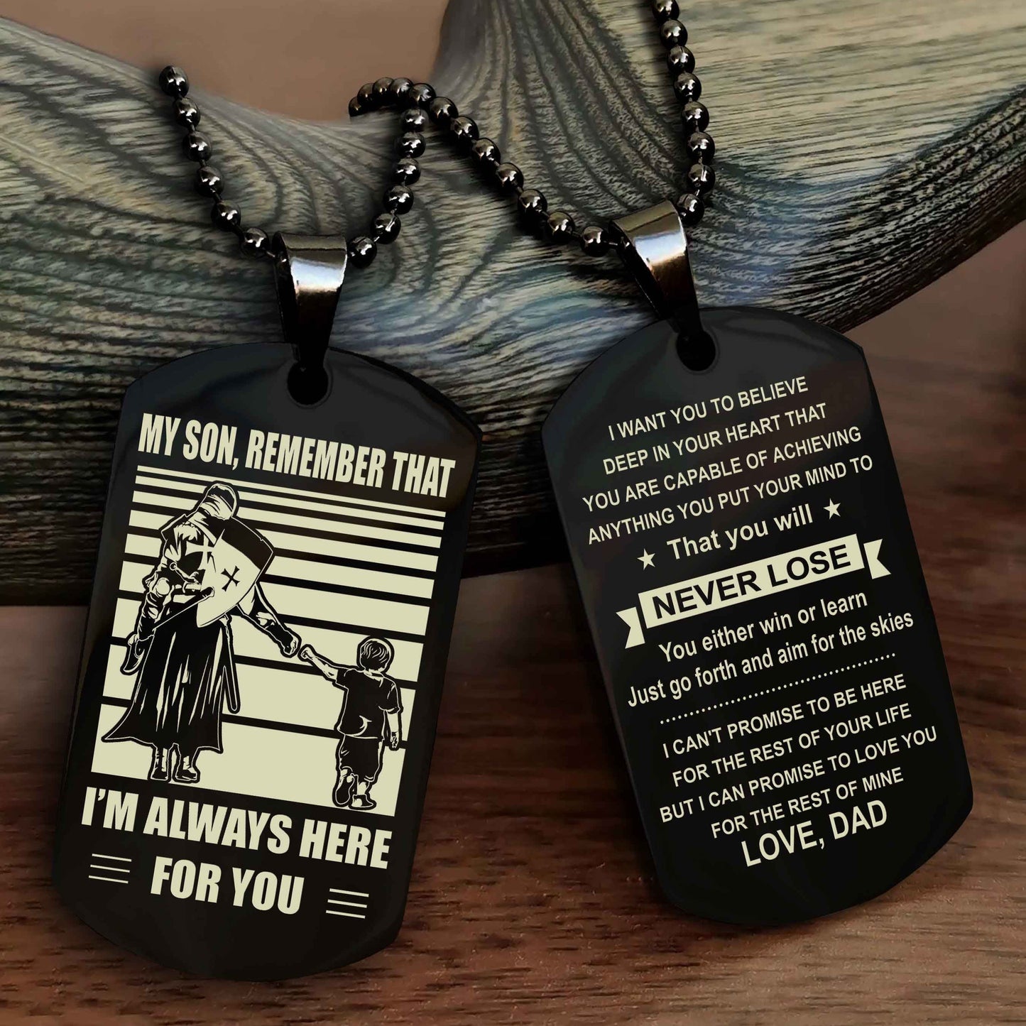 Biker Personalized Double Sided Dog Tag My Son Remember That I Will Always Here You Will Never Lose You Either Win Or Learn