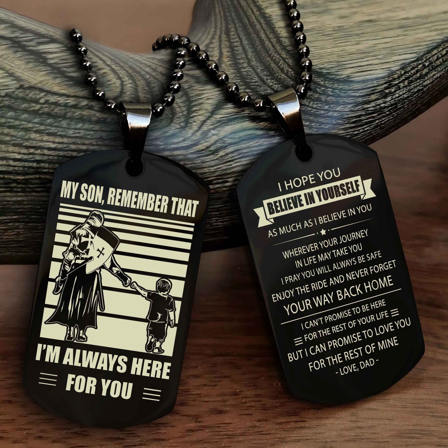 DRB Personalized Double Sided Dog Tag My Son Remember That I Will Always Here Never Forget Your Way Back Home
