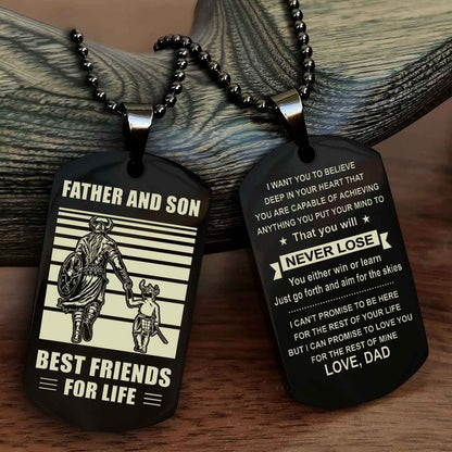 New Viking Double Side Dog Tag Father And Son Best Friends For Life From Dad To Son With Message On The Back Gift For Your Son