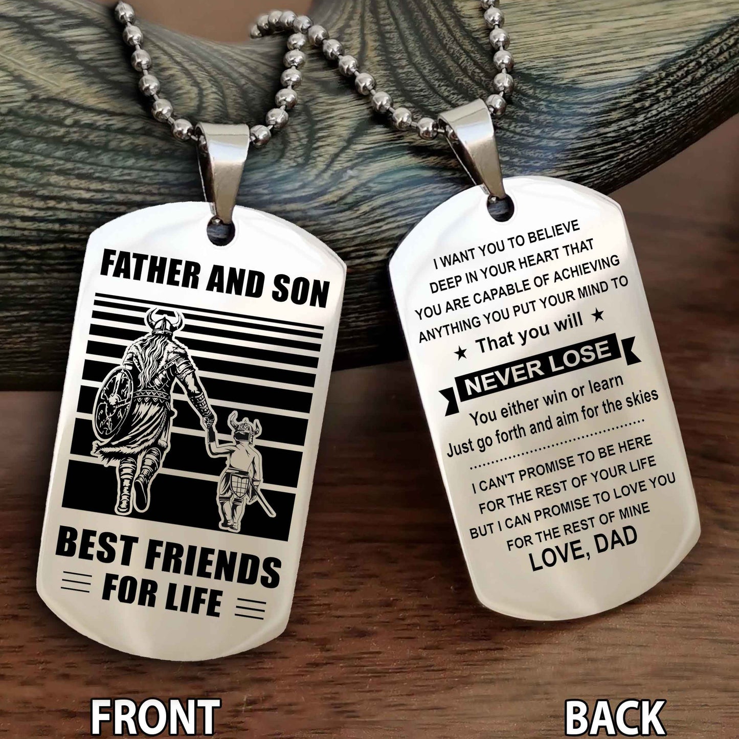 Samurai Personalized Double Sided Dog Tag Silver To My Son I Love You - You Will Never Lose You Either Win Or Learn From Dad To Son