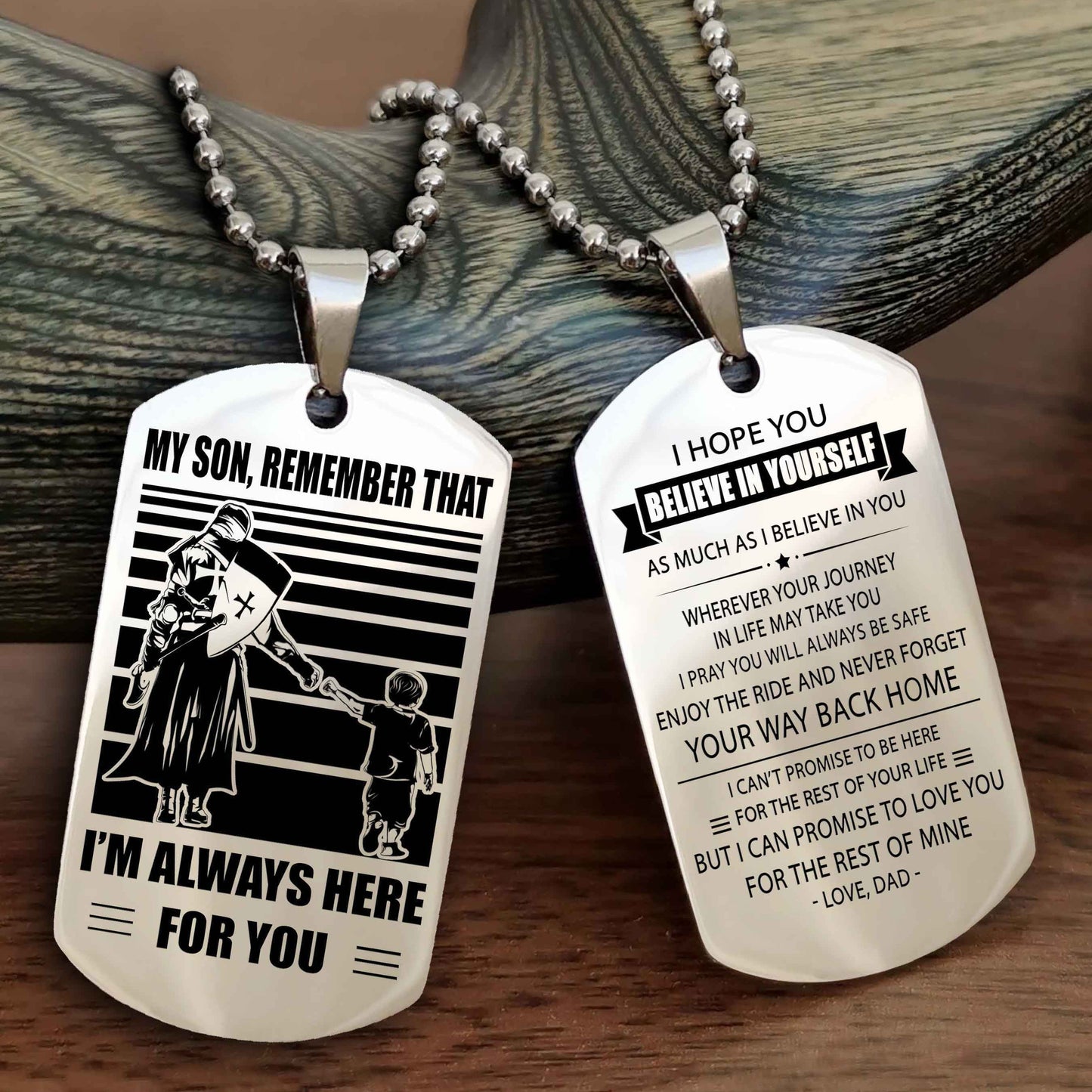 Samurai Personalized Double Sided Dog Tag My Son Remember That I Will Always Here Never Forget Your Way Back Home
