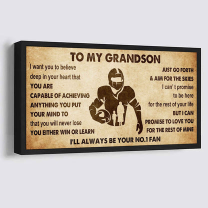 Personalized Sport Poster Canvas I'll Be Your No 1 Fan Grandma To Grandson - You Will Never Lose You Either Win Or Learn