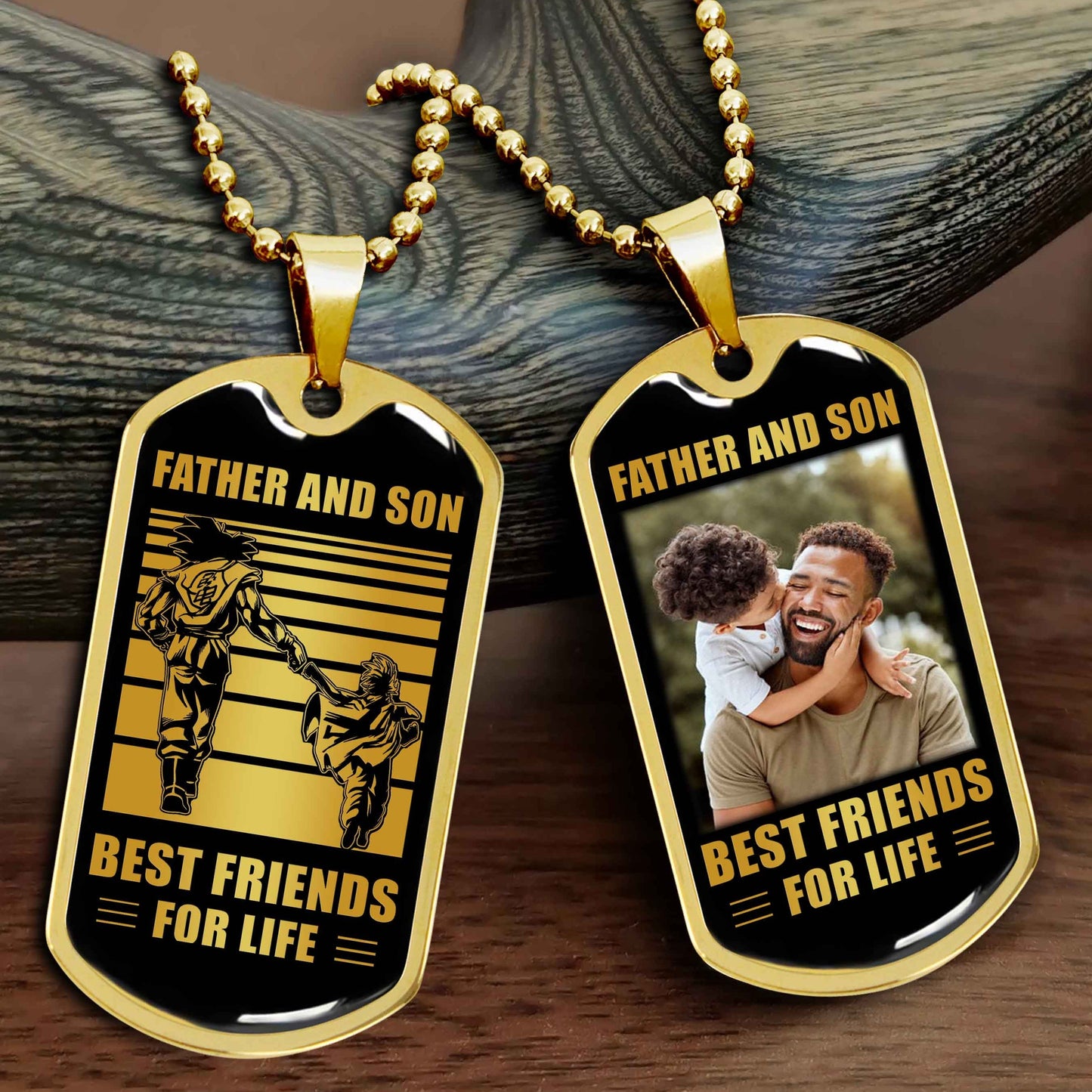 VGT_TR Military Chain Silver Plated 18K Gold Plated Father And Son Best Friend For Life Gift For Your Son