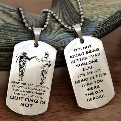 Spartan Double Sided Dog Tag Quiting Is Not It Is About Being Better Than You Were The Day Before