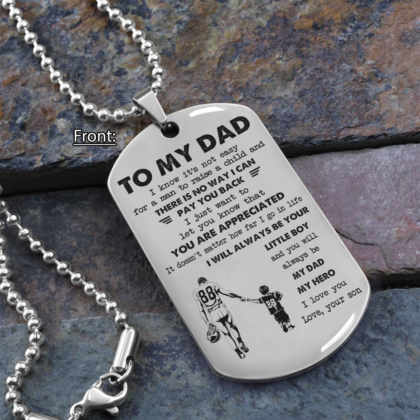 Personalized DRB One Side Dog Tag To My Dad I Know It's Not Easy - I Will Always Be Your Little Boy Gift From Son To Dad Father's Day Gift