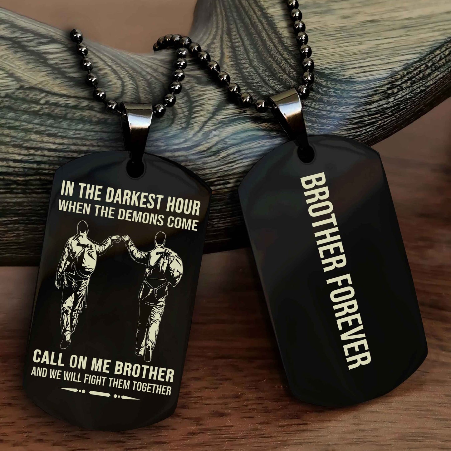 TWD Customizable engraved black dog tag double sided gift from brother, brother forevers