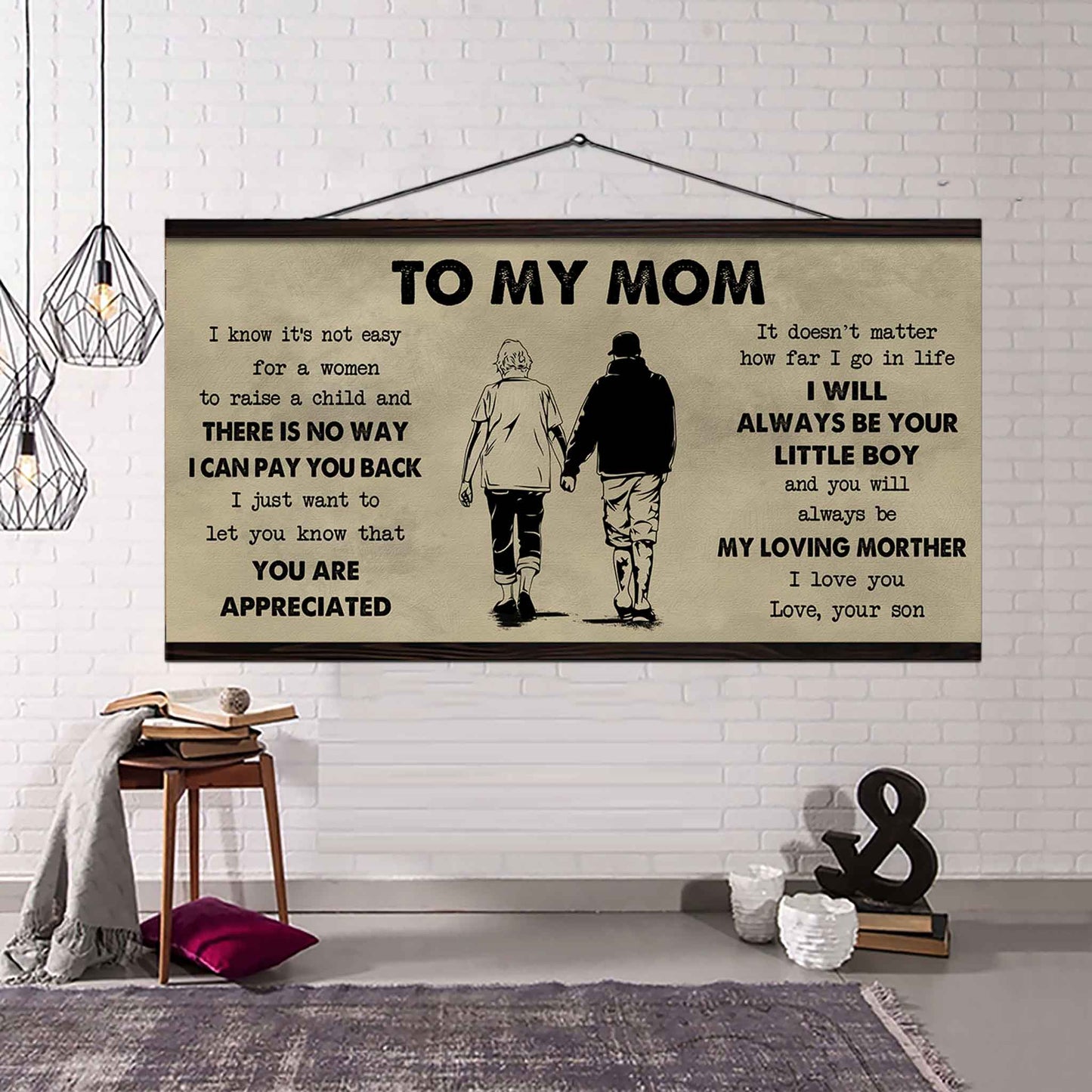 Family Poster Canvas To My Mom I Know It's Not Easy To Raise - I Will Always Be Your Little Boy
