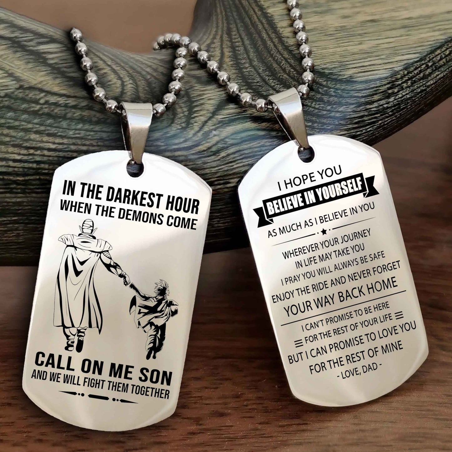 DRB Double Sided Dog Tag Call On Me Son - Gift For Son From Dad Never Forget Your Way Back Home