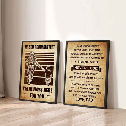 Combo 2 DRB Poster Canvas My Son Remember That - You Will Never Lose You Either Win Or Learn