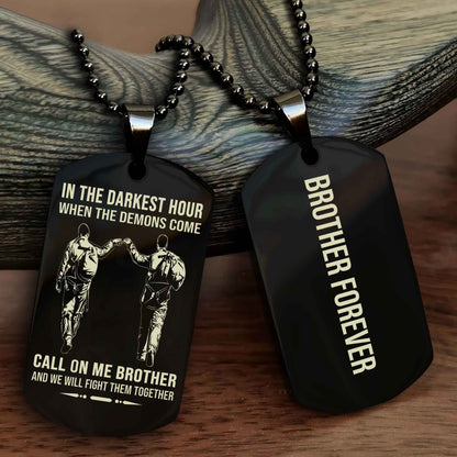 Viking customizable engraved black dog tag double sided gift from brother, brother forevers