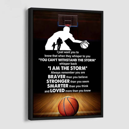 Poster Canvas To My Son Whisper Back I Am The Storm Loved More Than You Know Gift From Dad