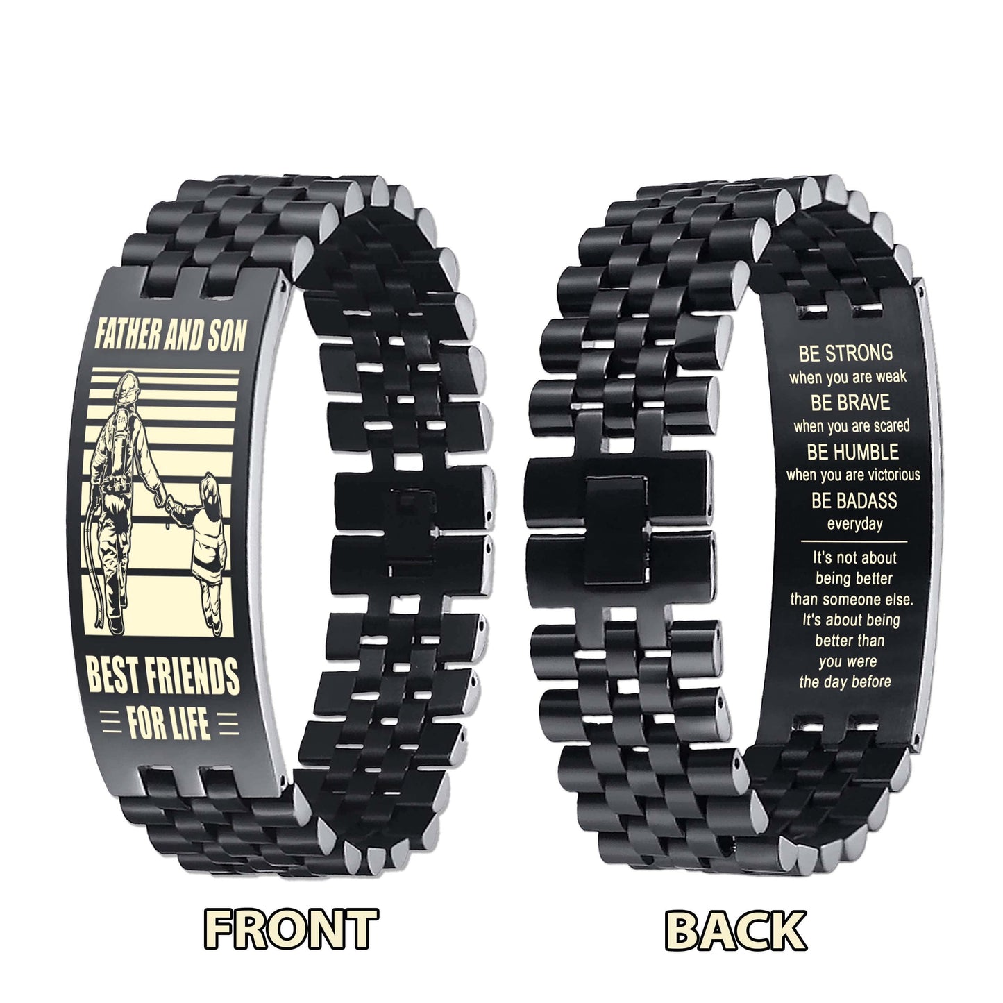 Viking STO Personalized Double Sided Bracelet Father And Son Best Friends For Life - Message on the back side