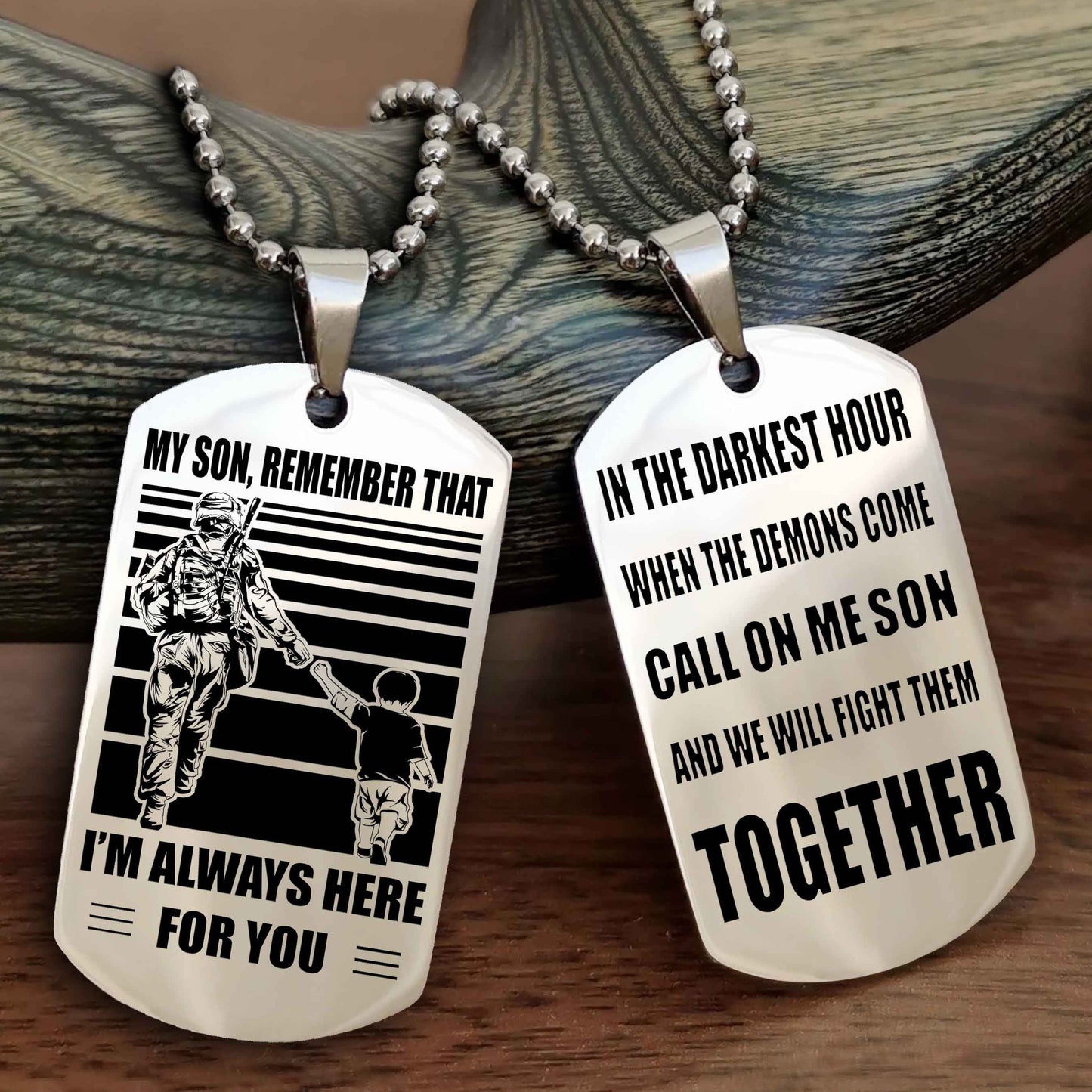 Samurai Personalized Double Sided Dog Tag My Son Remember That I Will Always Here Call On Me Son And We Will Fight Them Together