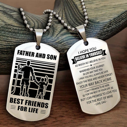 Viking Personalized Double Sided Dog Tag Black To My Son I Love You - Enjoy The Ride And Never Forget Your Way Back Home From
