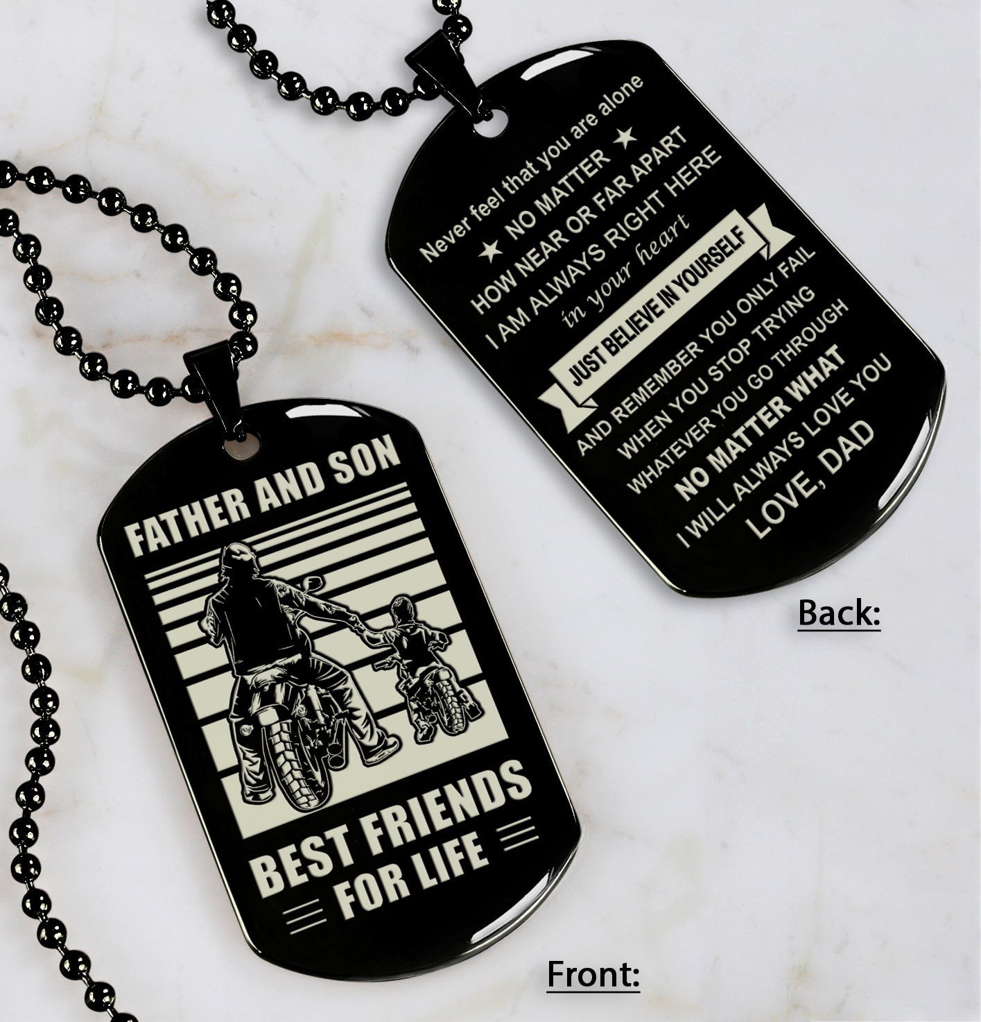 DRB Personalized Double Sided Dog Tag Father And Son Best Friends For Life - Just Believe In Yourself I Love You