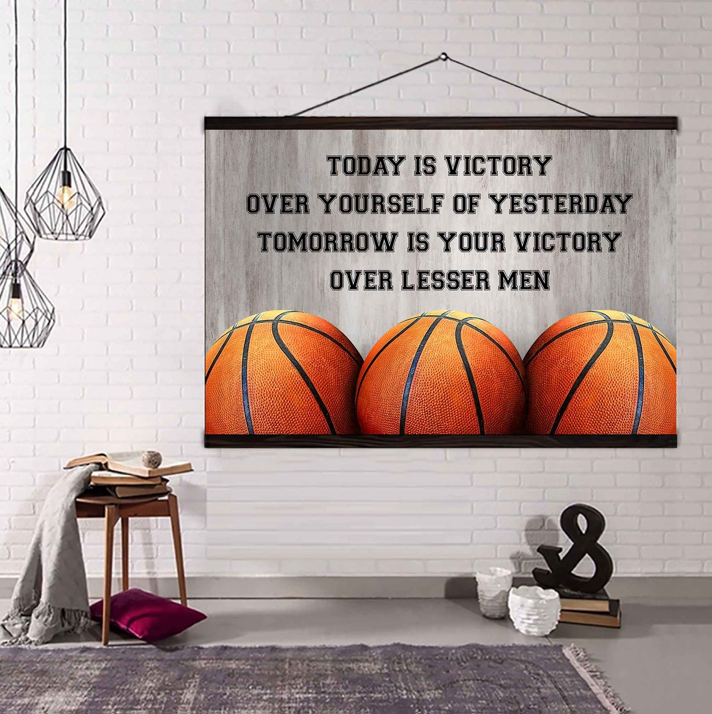 Basketball Poster Canvas Today Is Victory Over Your Self Best Gift With Motivation Quotes