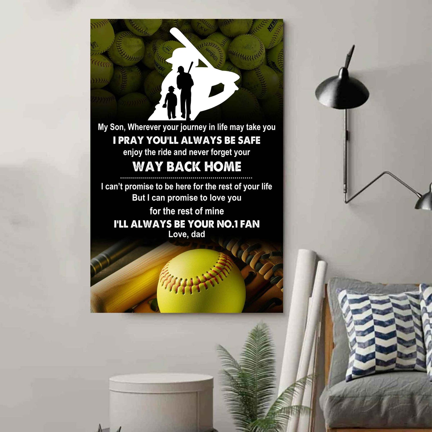 Baseball Poster Canvas Dad To Son - Never Forget Your Way Back Home I Will Always Your No 1 Fan
