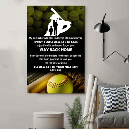 Sport Poster Canvas Dad To Son - Never Forget Your Way Back Home I Will Always Your No 1 Fan