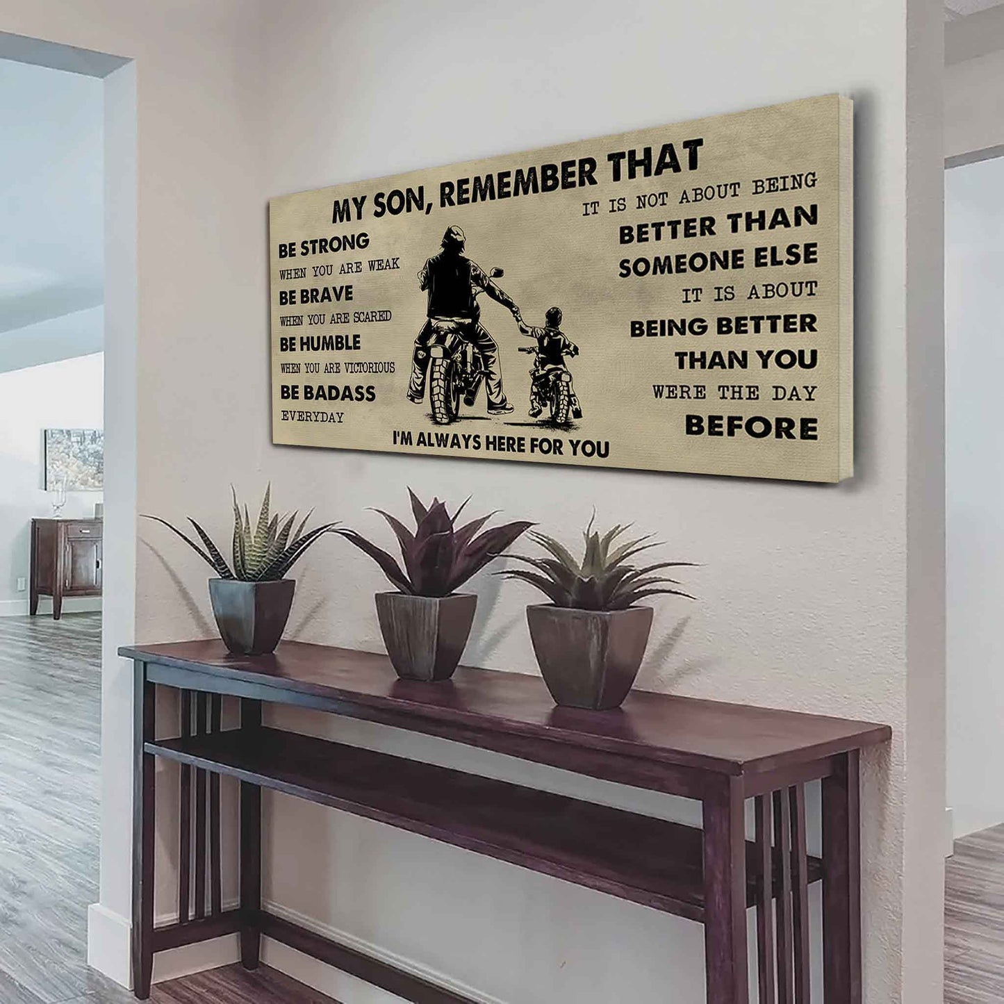 Personalized Sport Poster Canvas - My Son Remember That Be Strong When You Are Weak Be Badass Everyday
