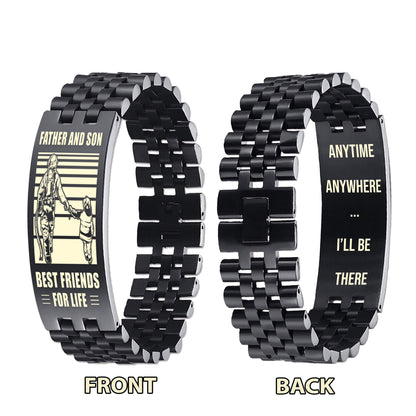 Viking Be strong-Personalized Double Sided Bracelet Father And Son Best Friends For Life - Message on the back side-Be strong