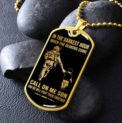 DRB Military Chain Silver Plated 18K Gold Plated Call On Me Son Gift For Your Son