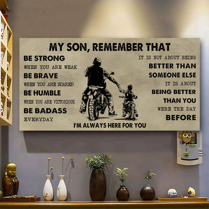 Personalized DRB Poster Canvas - My Son Remember That Be Strong When You Are Weak Be Badass Everyday