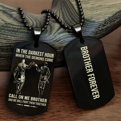 Samurai customizable engraved black dog tag double sided gift from brother, brother forevers