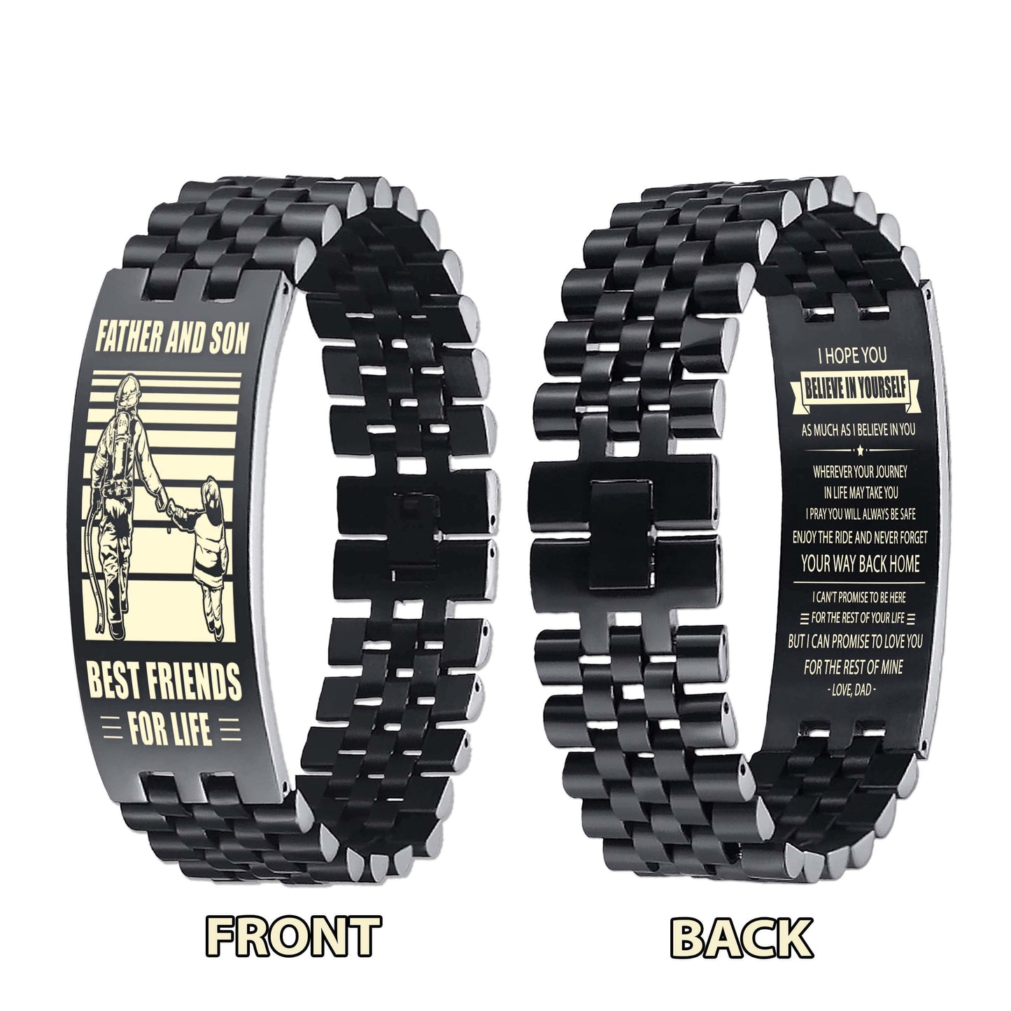Samurai NVL Personalized Double Sided Bracelet Father And Son Best Friends For Life - Message on the back side