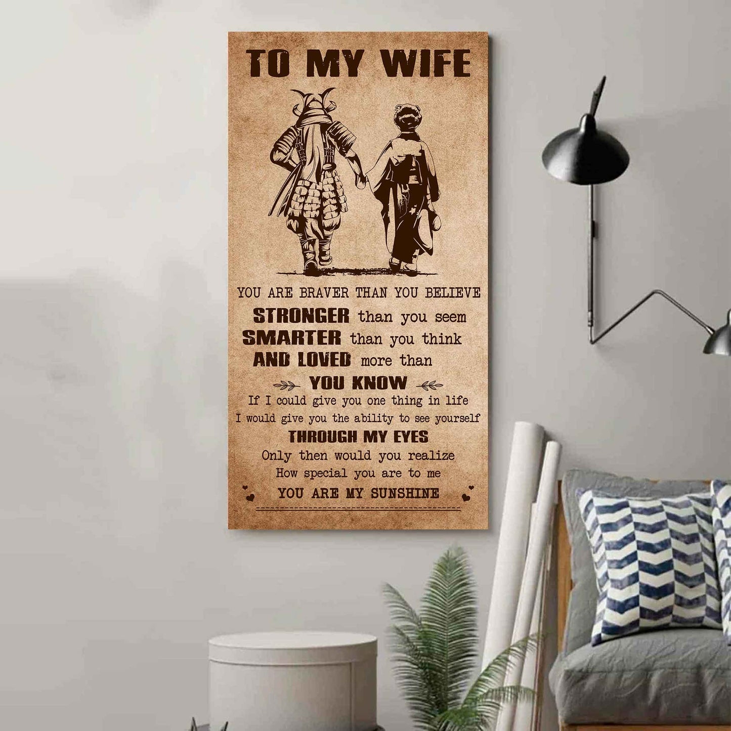 Family Poster Canvas You Are Braver Than You Believe - You Are My Sunshine Gift For Your Wife