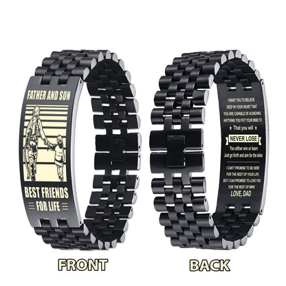 GK STO Personalized Double Sided Bracelet Father And Son Best Friends For Life - Message on the back side